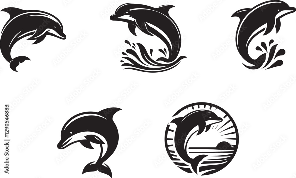 Fototapeta premium dolphin icons set