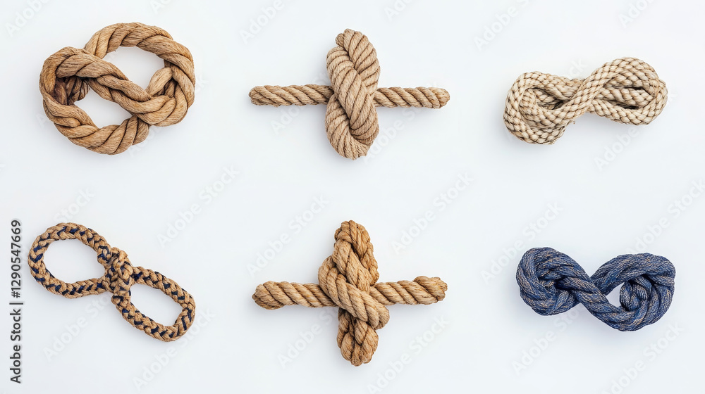Sea boat knots vector set illustration isolated on white Sea boat knots vector set illustration isolated on white