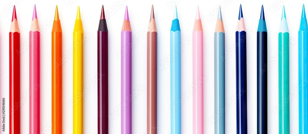 Multicolored gel pens arranged in a row on a white background with ample copy space for designs featuring vibrant red, blue, yellow, and purple tones. Multicolored gel pens arranged in a row on a white background with ample copy space for designs featuring vibrant red, blue, yellow, and purple tones.
