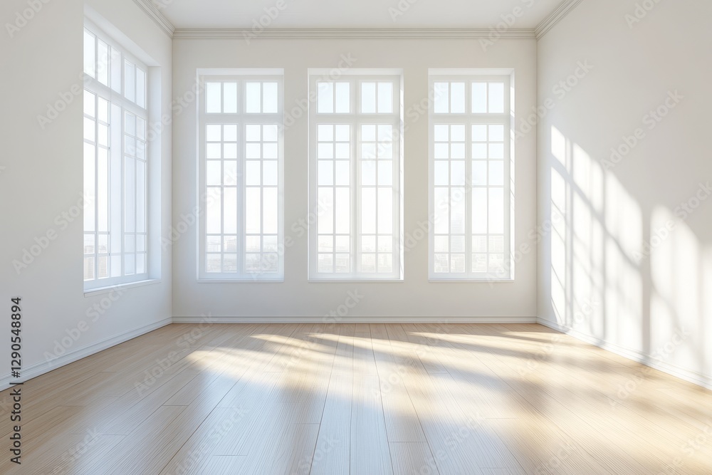 Bright and Airy Interior Space With Large Windows Showcasing a City View in the Morning Light Bright and Airy Interior Space With Large Windows Showcasing a City View in the Morning Light