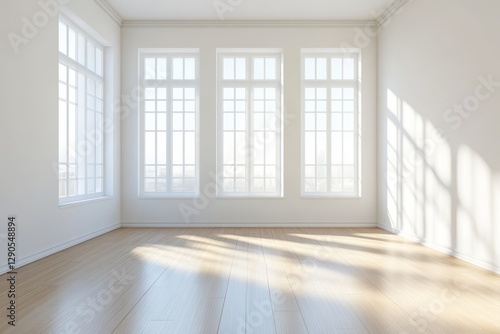 Wallpaper Mural Bright and Airy Interior Space With Large Windows Showcasing a City View in the Morning Light Torontodigital.ca