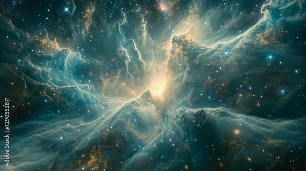 Cosmic nebula with swirling gases and stars. Cosmic nebula with swirling gases and stars.
