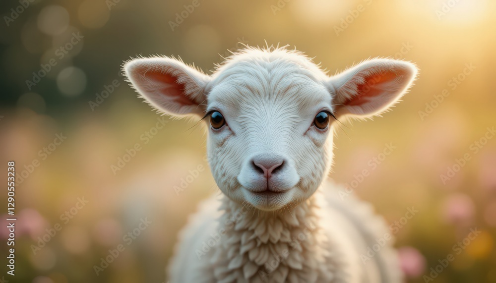 Adorable Baby Lamb in a Field at Sunrise Adorable Baby Lamb in a Field at Sunrise