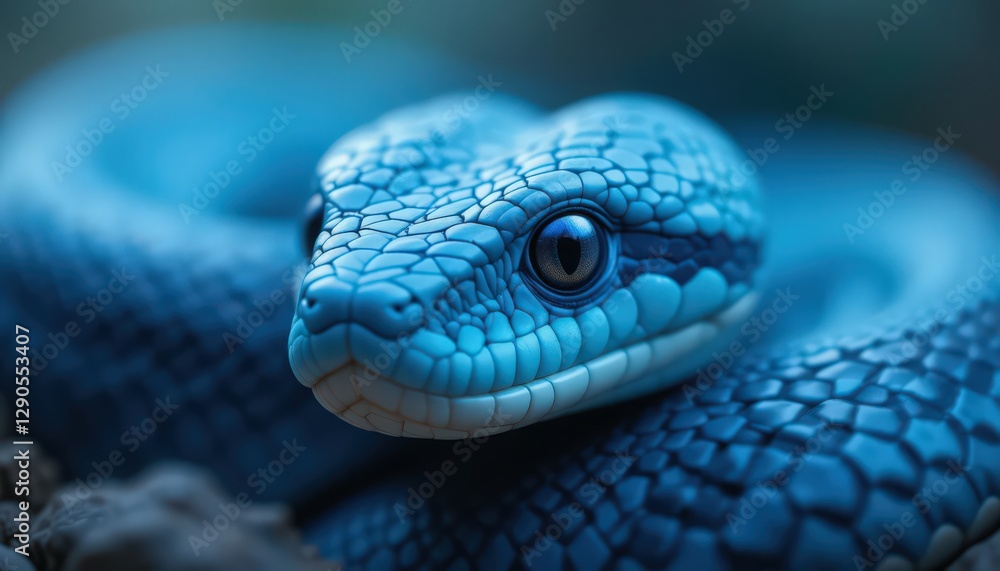 Fototapeta premium Close-up of a stunning vibrant blue snake