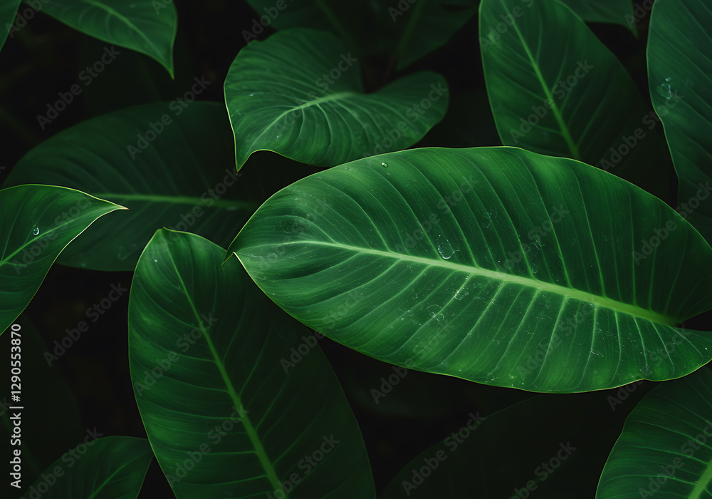 Fototapeta premium Lush Green Tropical Foliage: A Deep Dive into Nature's Emerald Embrace