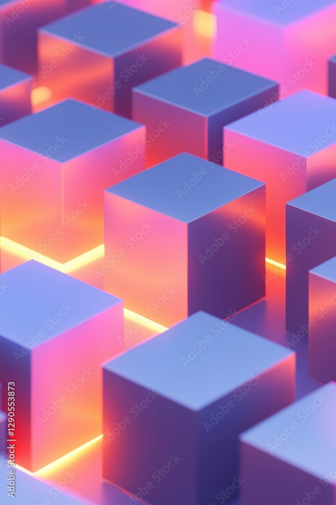 Abstract 3D cubes with glowing lights for creative backdrop or tech presentations Abstract 3D cubes with glowing lights for creative backdrop or tech presentations