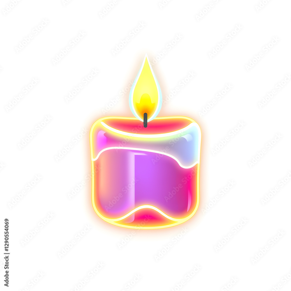 Candle holographic 3D icon. neon symbol vector illustration isolated on white background. Generative AI Candle holographic 3D icon. neon symbol vector illustration isolated on white background. Generative AI