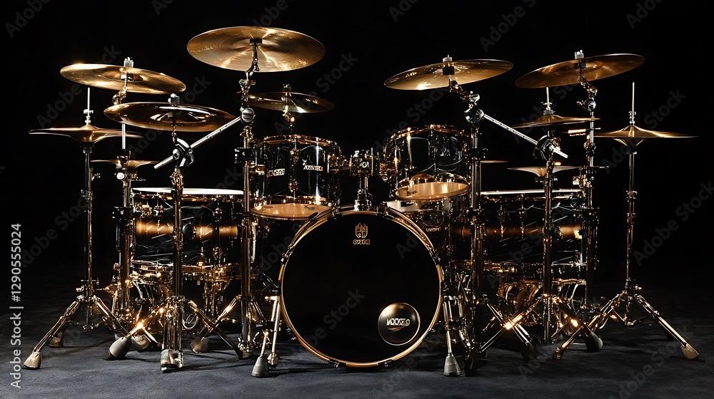 Fototapeta premium Luxury Golden Drum Kit: A Masterpiece of Musical Instrument