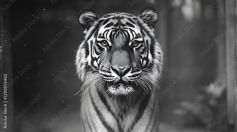 Obraz premium Black and White Tiger Portrait