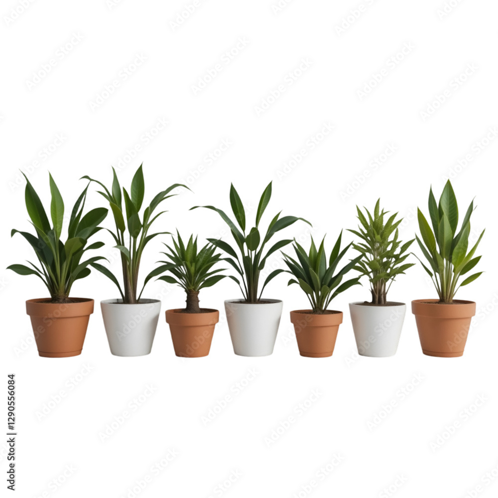 Fototapeta premium transparent background Miniature Potted Plants Set