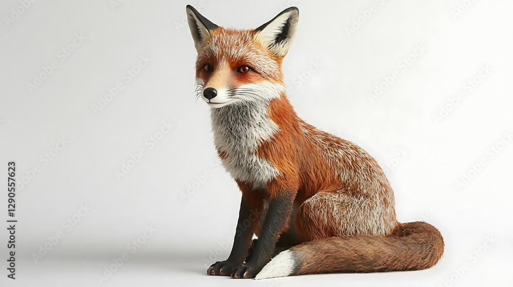 Fototapeta premium Stunning Red Fox Statue: A Captivating Wildlife Sculpture