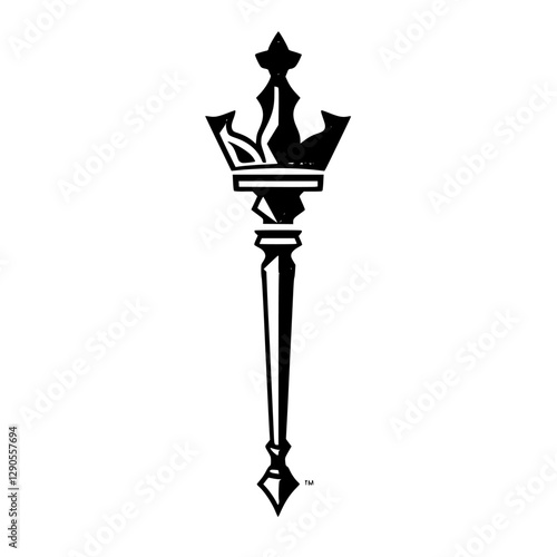 Regal Scepter of Royalty: A Crowned Mace in a Minimalist Design.