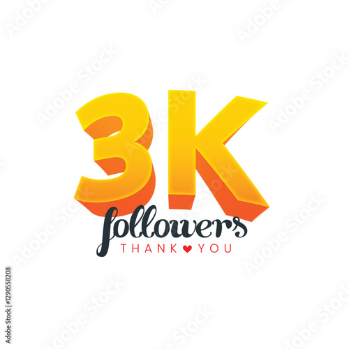 3k thank you social media followers. 3000 OR 3k followers celebration. Thank you 3000 followers congratulation template banner.