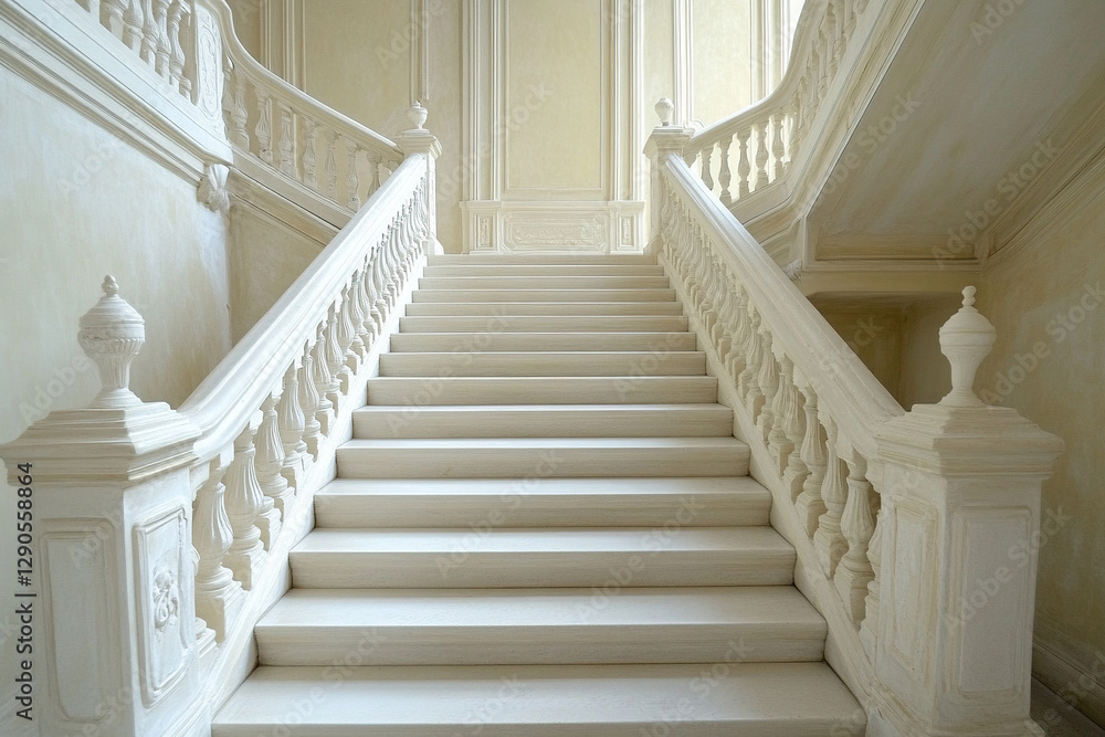 Abstract architecture, horizontal photo background. White staircase, empty interior fragment Abstract architecture, horizontal photo background. White staircase, empty interior fragment