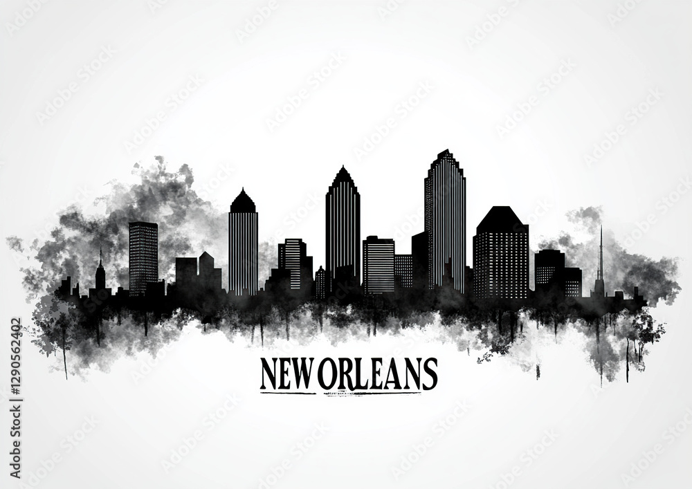 Naklejka premium New Orleans Skyline Silhouette Art