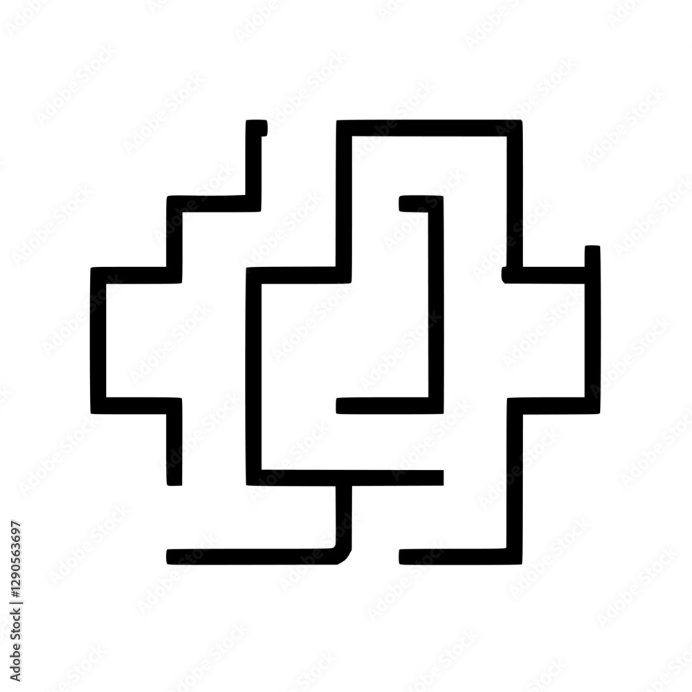Black Line Abstract Maze: A modern and minimalist composition, complex, geometric, and linear art. Black Line Abstract Maze: A modern and minimalist composition, complex, geometric, and linear art.