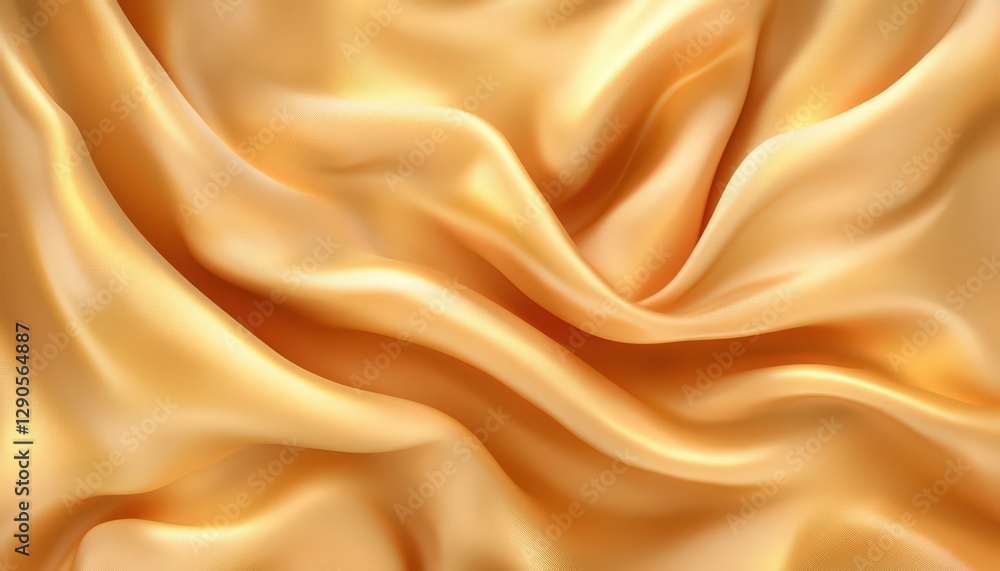Obraz premium Golden Silk Fabric Drapes Luxurious Texture and Elegant Flow