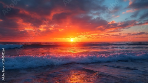 Fiery Sunset Over the Ocean: A Breathtaking Vista
