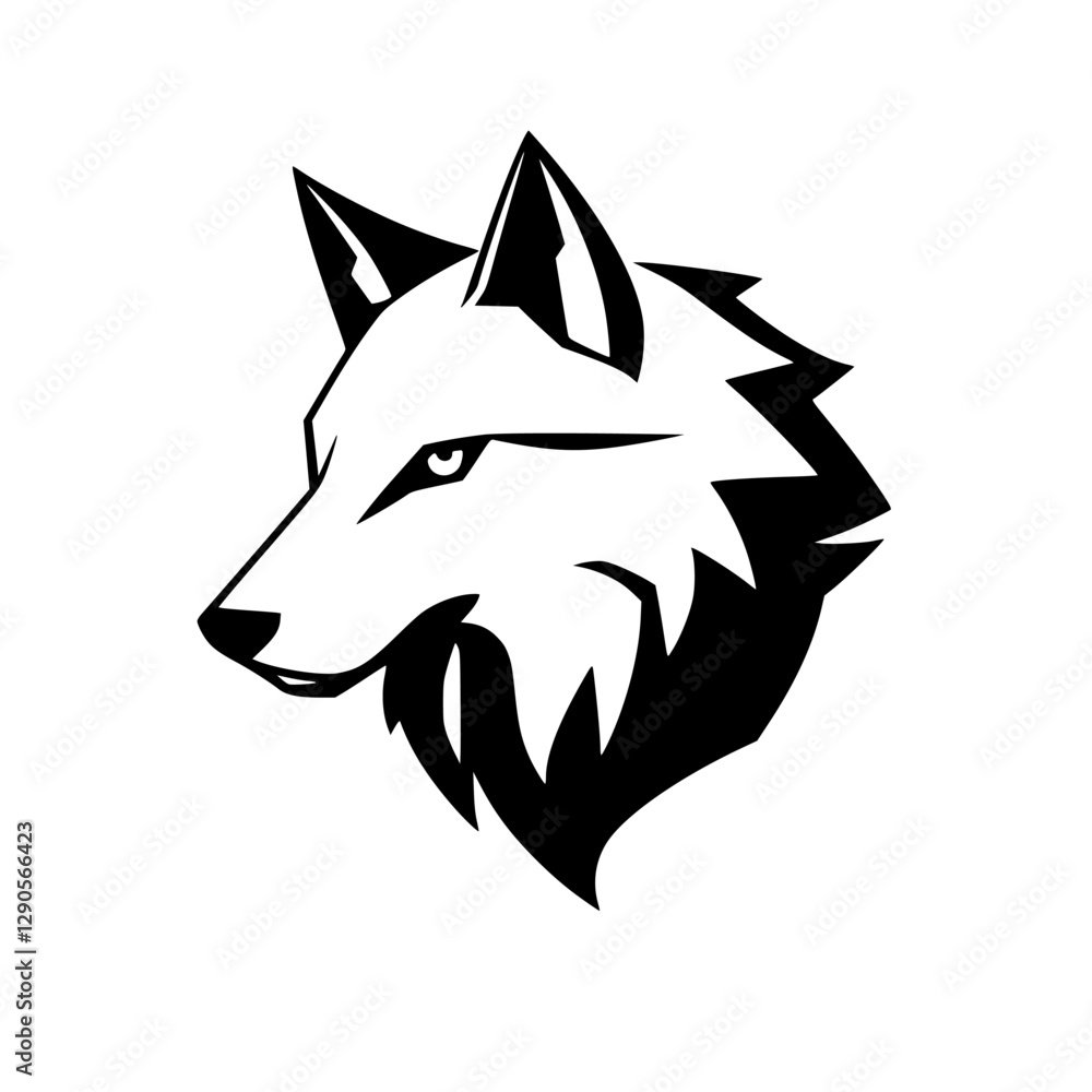**Bold, stylized vector illustration of a wolf's head in profile, showcasing a fierce and determined expression, emphasizing the wolf's features. ** **Bold, stylized vector illustration of a wolf's head in profile, showcasing a fierce and determined expression, emphasizing the wolf's features. **