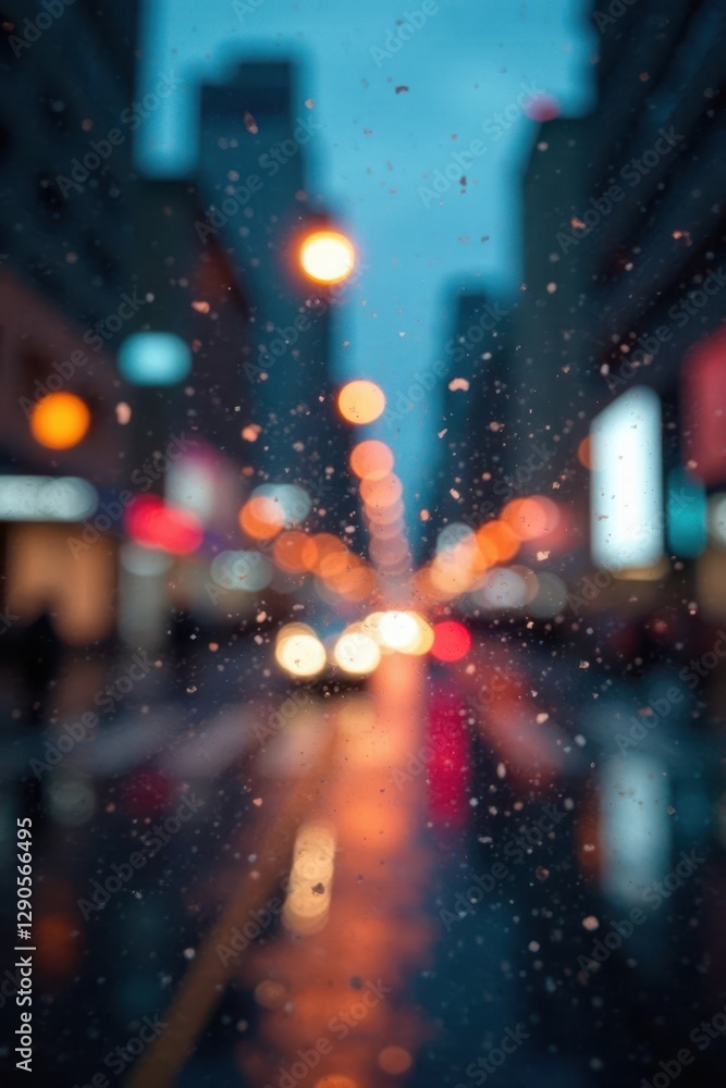 Blurred cityscape seen through glass, bokeh effect , artistic, light, glow Blurred cityscape seen through glass, bokeh effect , artistic, light, glow