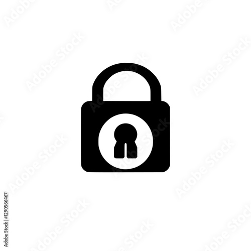 A stark black and white illustration of a padlock with the keyhole visible on the lock.