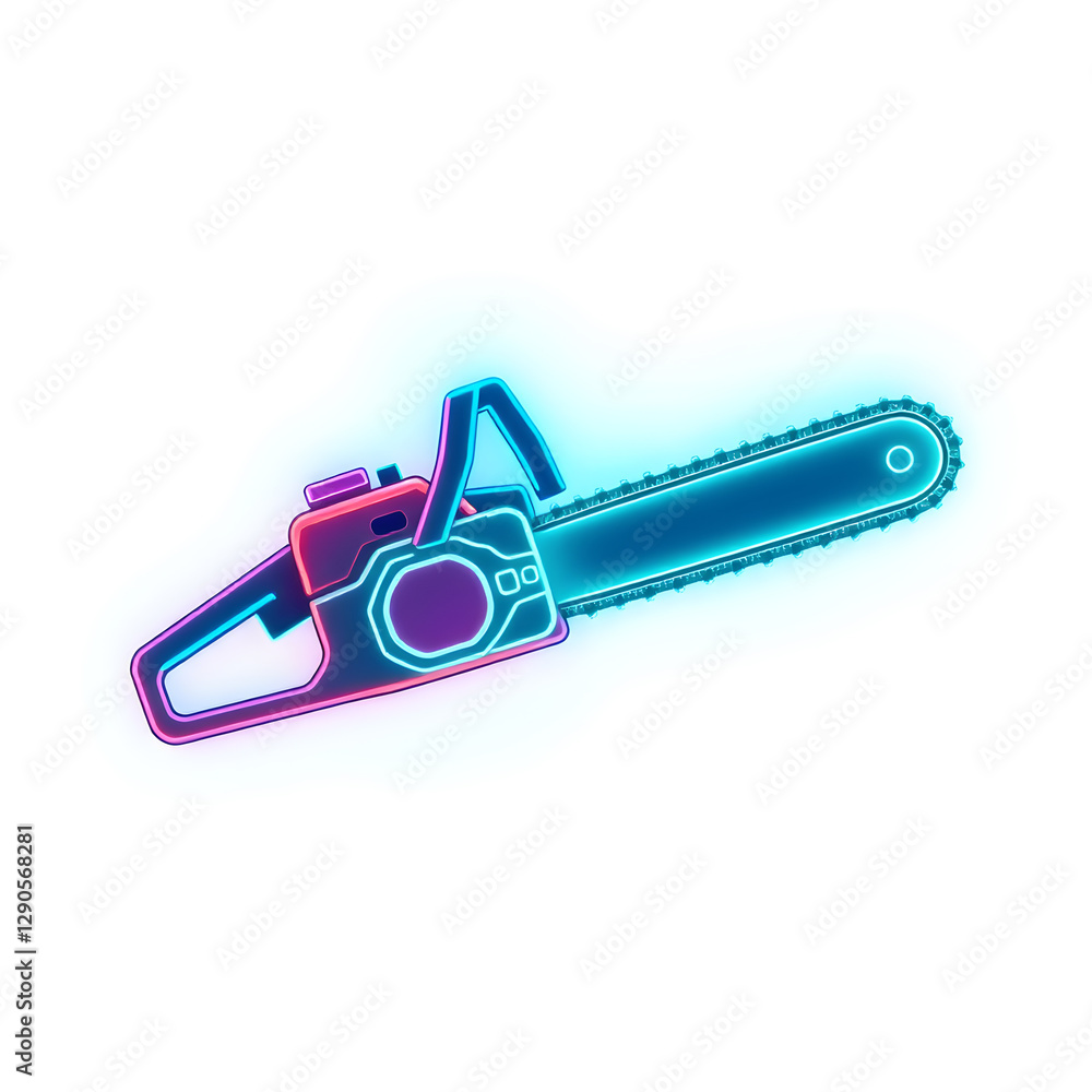 Chainsaw holographic 3D icon. neon symbol vector illustration isolated on white background. Generative AI Chainsaw holographic 3D icon. neon symbol vector illustration isolated on white background. Generative AI