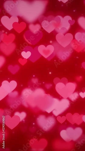 Wallpaper Mural Abstract gradient background with red hearts shape flowing - Vertical looped video Torontodigital.ca