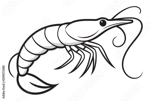 shrimp line art vector , shrimp icon vector, Sea lobster 