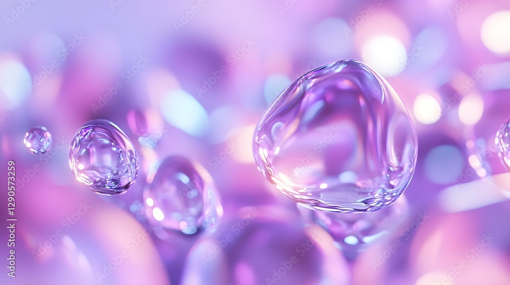 Abstract Purple Water Droplets Floating in a Dreamy Atmosphere Abstract Purple Water Droplets Floating in a Dreamy Atmosphere