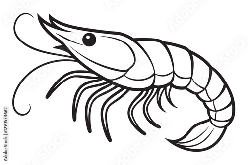 shrimp line art vector , shrimp icon vector, Sea lobster 