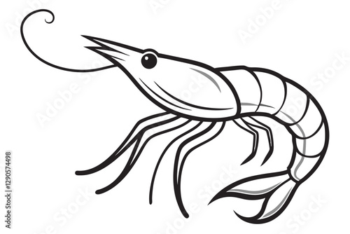 shrimp line art vector , shrimp icon vector, Sea lobster 