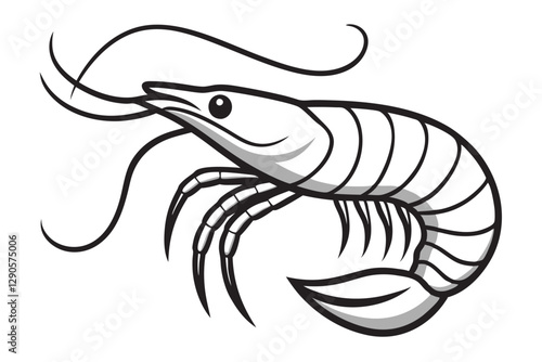 shrimp line art vector , shrimp icon vector, Sea lobster 