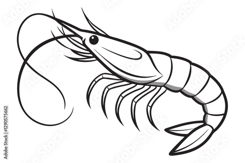 shrimp line art vector , shrimp icon vector, Sea lobster 