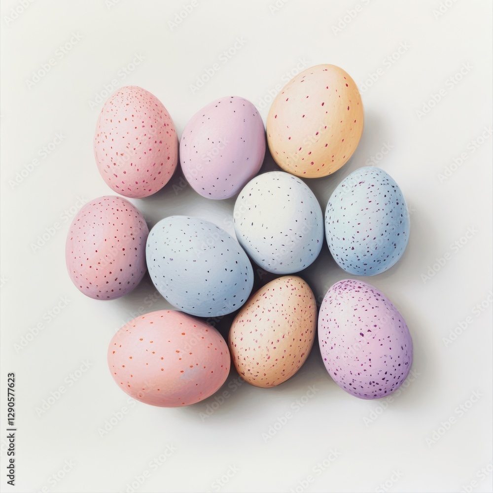 Easter eggs in pastel hyperrealism on white background Easter eggs in pastel hyperrealism on white background