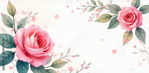 Wallpaper Mural Delicate watercolor roses & leaves, pastel hues, stock, soft, design element Torontodigital.ca