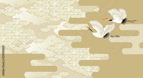 海のある景色　波背景イラスト