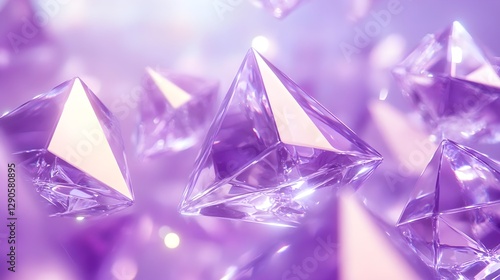 Mesmerizing Purple Crystals Glowing in Soft Light, Ethereal Beauty Display