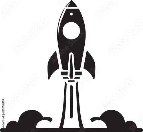 rocket silhouette vector icon logo illustration