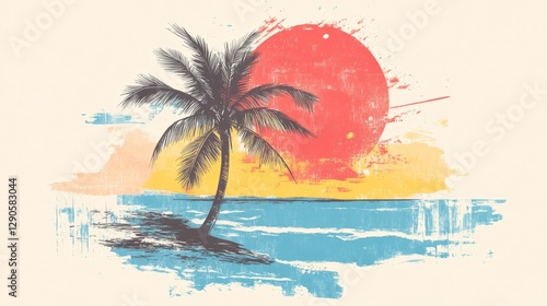 This t-shirt design features a stunning palm tree silhouette with elegant leaves, capturing a tropical and relaxing beach vibe. Perfect for nature lovers!