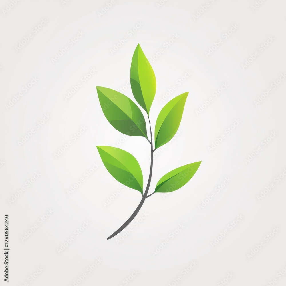 Fototapeta premium Minimalist Abstract Leaf Branch Design Logo Art