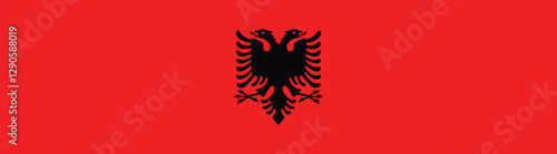 Flag of Albania. Albania flag long banner digital vector illustration