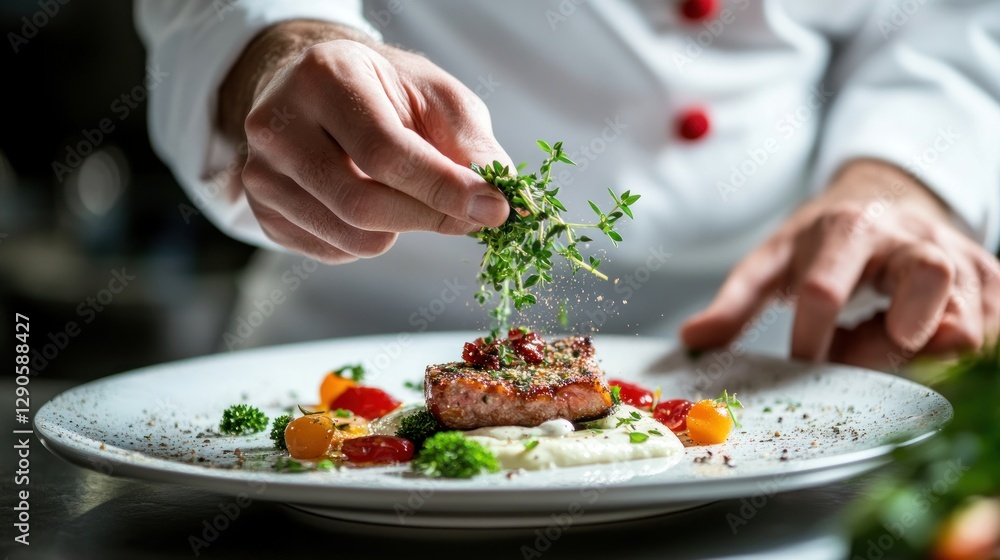 Culinary Artistry: Chef Preparing Gourmet Dish Culinary Artistry: Chef Preparing Gourmet Dish