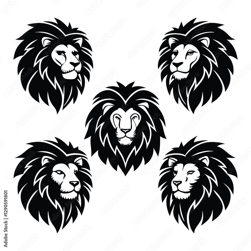 Fototapeta premium Fierce Lion Silhouette Emblem