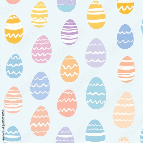 Pastel colored Easter eggs in a repeating pattern