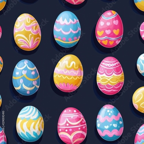Easter seamless colorful design collection pattern illustration