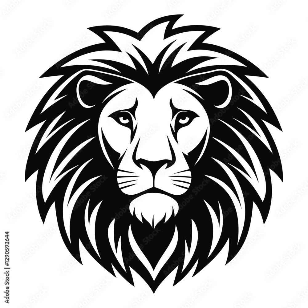 Obraz premium Lion Face Outline in Silhouette