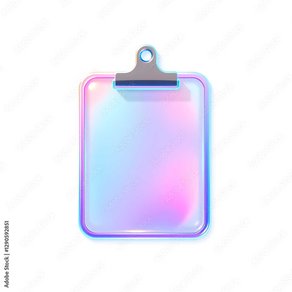 Clipboard holographic 3D icon. neon symbol vector illustration isolated on white background. Generative AI Clipboard holographic 3D icon. neon symbol vector illustration isolated on white background. Generative AI