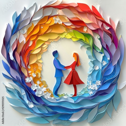 Colorful paper art symbolizing care and compassion