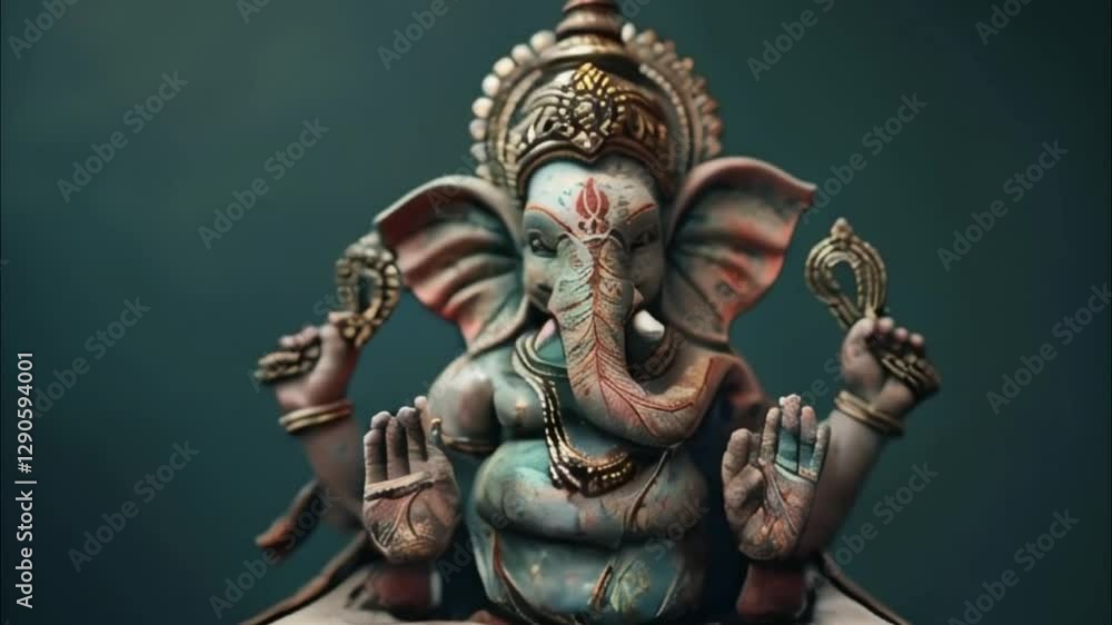 Bright holiday composition for happy Ganesh Chaturthi, abstract vivid composition consists of fictional unreal fantastic vision on background Bright holiday composition for happy Ganesh Chaturthi, abstract vivid composition consists of fictional unreal fantastic vision on background
