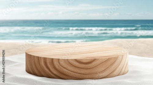 Wooden Cylinder on Sandy Be...